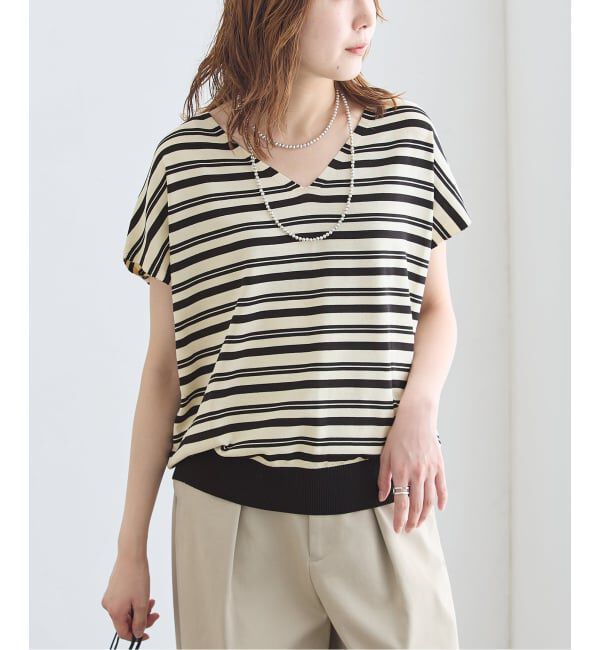 journal standard L'essage「《接触冷感/ 手洗い可能》クールタッチVネックプルオーバー」|ニット・セーター|ブラック A