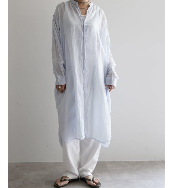 journal standard luxe「【ARMEN】BANDED COLLAR LONG SHIRT 115cm」|シャツ・ブラウス|ブルー A