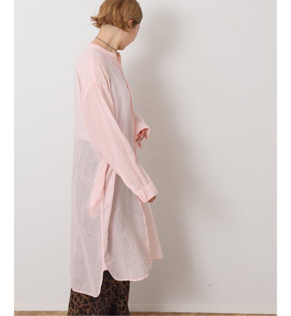 journal standard luxe「【ARMEN】BANDED COLLAR LONG SHIRT 115cm」|シャツ・ブラウス|ピンク A