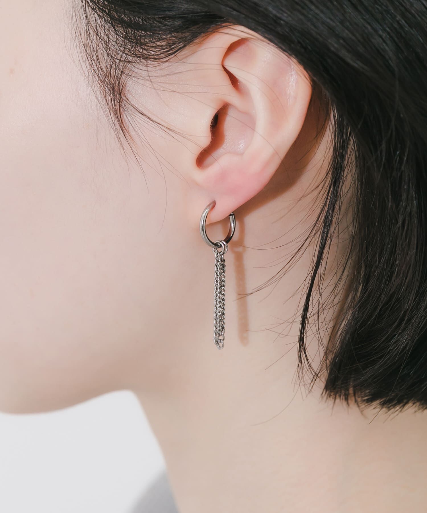 SMELLY「ステンレスダブルフープチェーンイヤカフ」|イヤリング|
