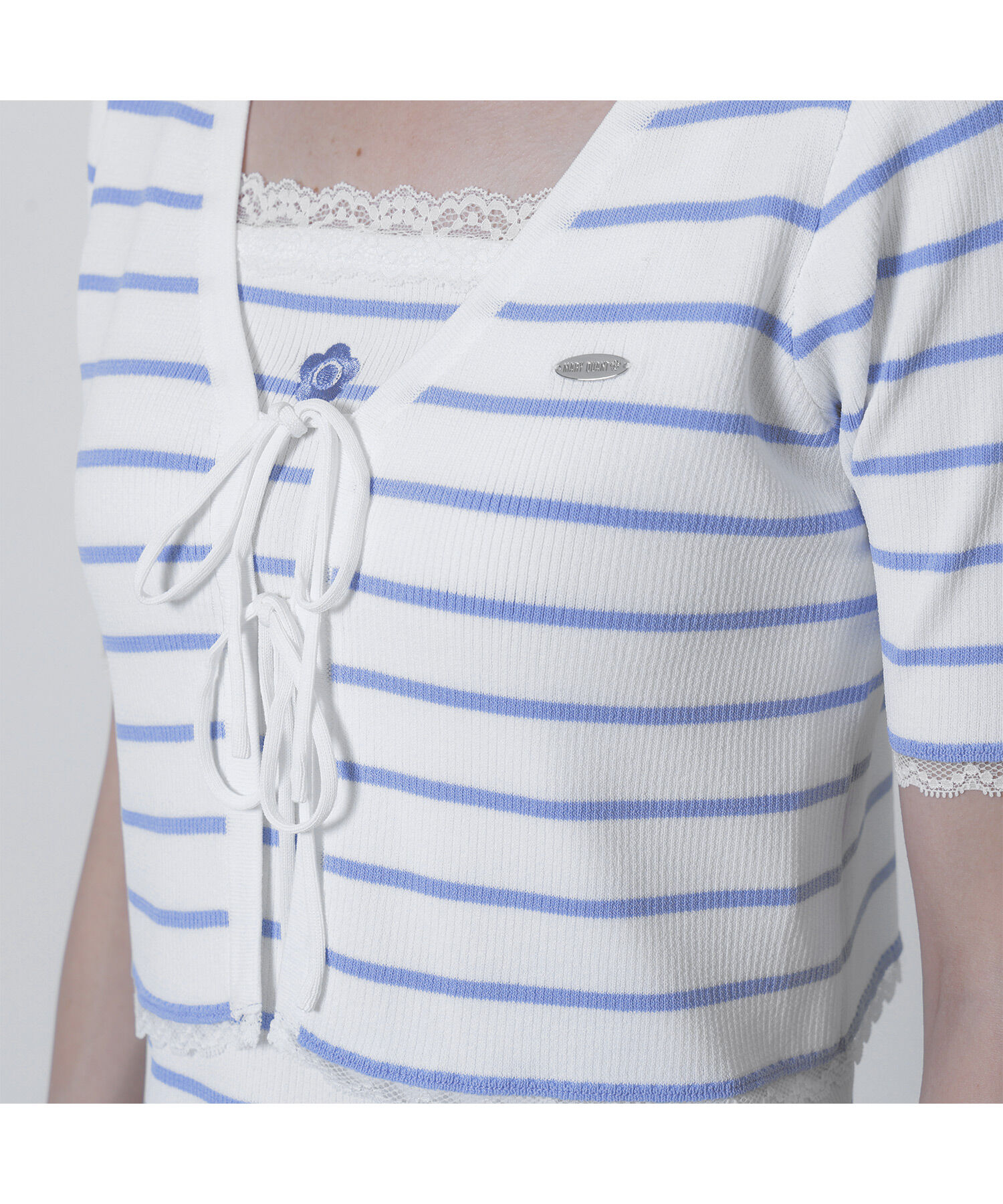 MARY QUANT「フロントリボンニット アンサンブル」|カーディガン|