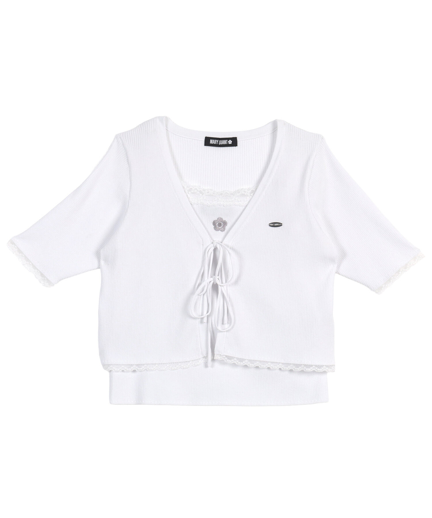 MARY QUANT「フロントリボンニット アンサンブル」|カーディガン|