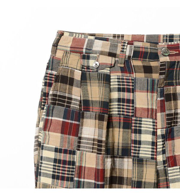 BEAMS PLUS「2 Pleats Trousers Patchwork Madras」|チノ|