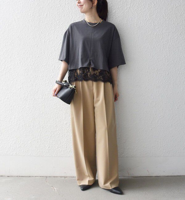 SHIPS any「《一部追加予約》SHIPS any:〈洗濯機可能〉ジップ レース ヘム ハーフスリーブ TEE」|Tシャツ・カットソー|