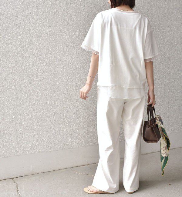 SHIPS Colors 「《予約》SHIPS Colors:〈接触冷感・手洗い可能〉クールタッチ シアーコンビ ハーフスリーブ トップス◆」|Tシャツ・カットソー|