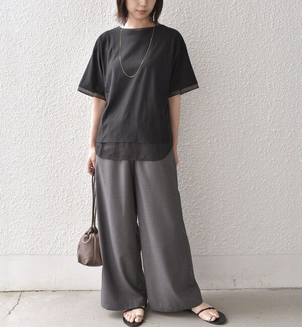 SHIPS Colors 「《予約》SHIPS Colors:〈接触冷感・手洗い可能〉クールタッチ シアーコンビ ハーフスリーブ トップス◆」|Tシャツ・カットソー|