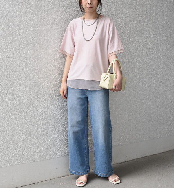 SHIPS Colors 「《予約》SHIPS Colors:〈接触冷感・手洗い可能〉クールタッチ シアーコンビ ハーフスリーブ トップス◆」|Tシャツ・カットソー|