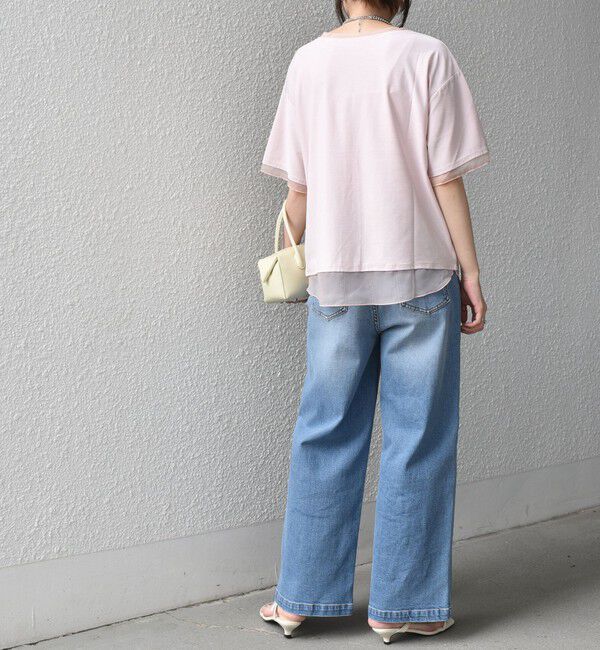 SHIPS Colors 「《予約》SHIPS Colors:〈接触冷感・手洗い可能〉クールタッチ シアーコンビ ハーフスリーブ トップス◆」|Tシャツ・カットソー|