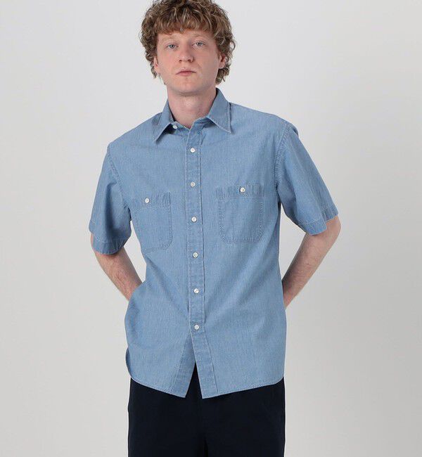 TOMORROWLAND MENS「コットンダンガリーダブルポケット ハーフスリーブワークシャツ CANCLINI」|シャツ・ブラウス|