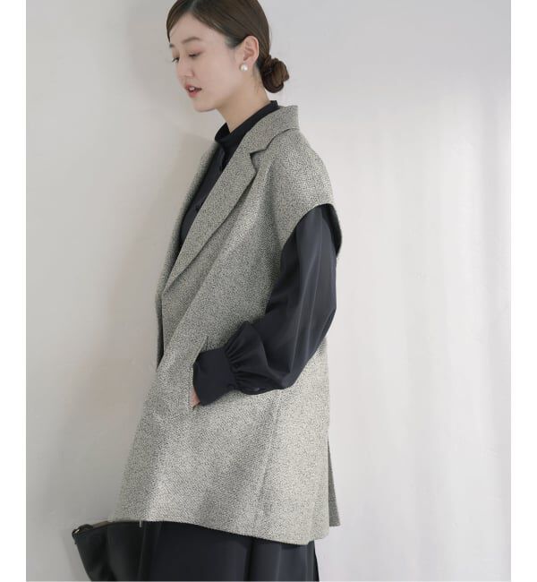 IENA「&NAVY ツイーディーサッシュジレ」|その他|ベージュ