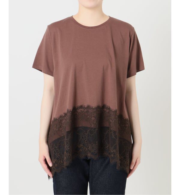 SLOBE IENA「《シリーズあり》レースコンビハーフスリーブカットソー」|Tシャツ・カットソー|