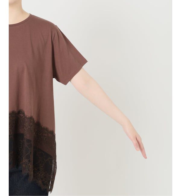 SLOBE IENA「《シリーズあり》レースコンビハーフスリーブカットソー」|Tシャツ・カットソー|