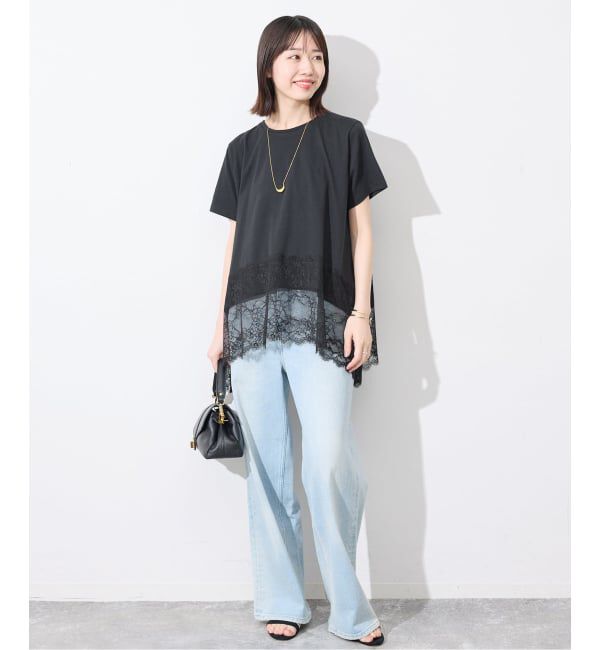 SLOBE IENA「《シリーズあり》レースコンビハーフスリーブカットソー」|Tシャツ・カットソー|