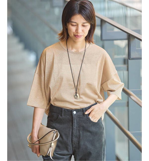 IENA「《予約》ラメハーフスリーブTシャツ」|Tシャツ・カットソー|