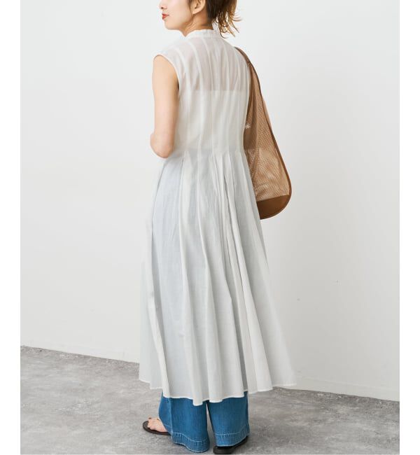 Spick and Span「《手洗い可》C/Rボイルタックノースリーブワンピース」|ワンピース|