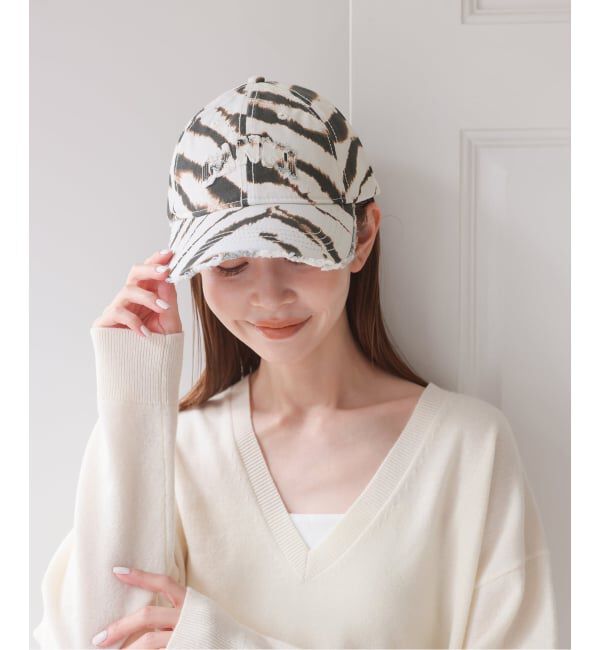 U by SPICK&SPAN「《新宿・WEB限定 / 予約》GANNI / ガニー Printed Zebra Washed Cotton Canvas」|キャップ・キャスケット|ナチュラル