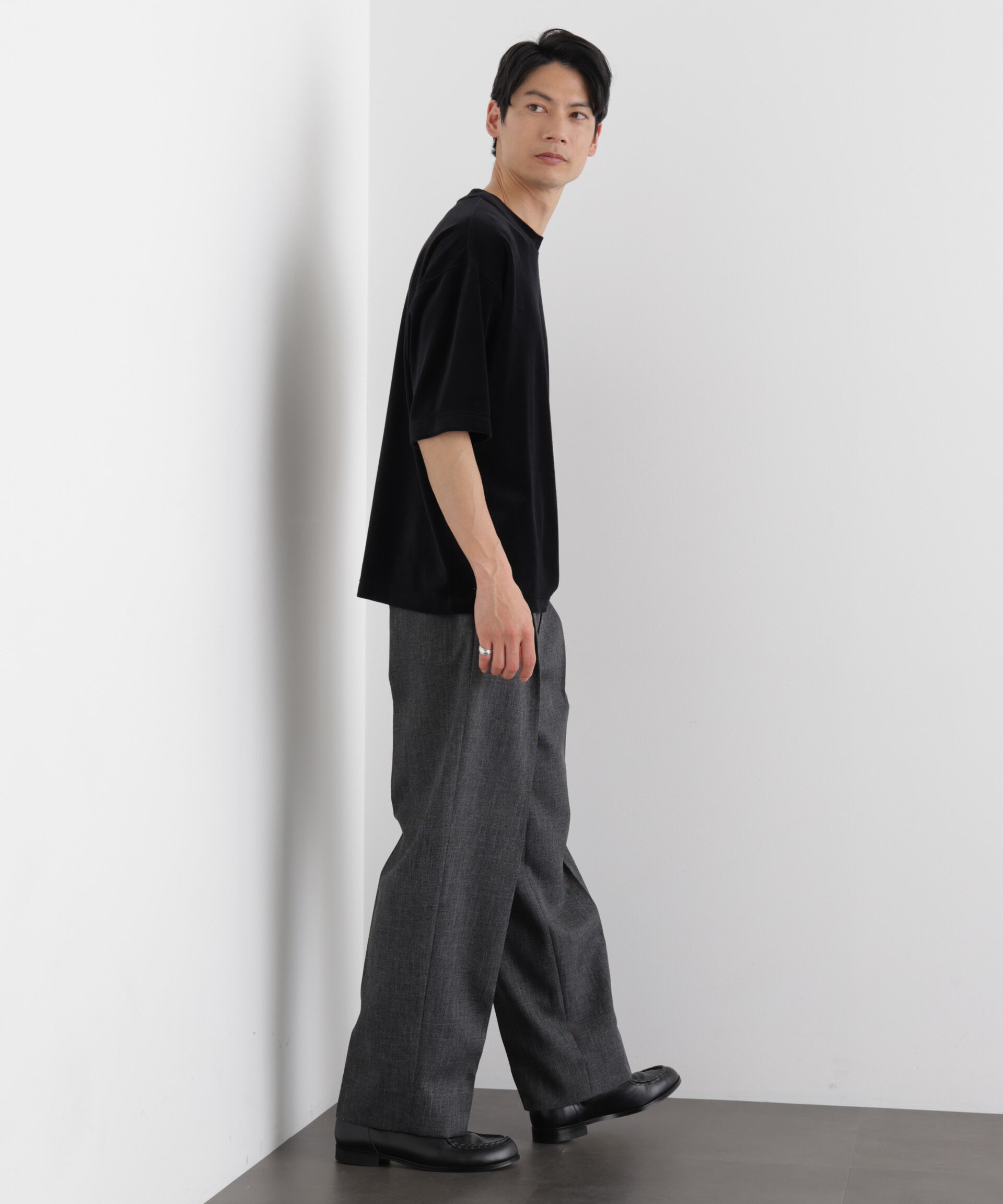 NANO universe「ベロア クルーネック Ｔシャツ 半袖」|Tシャツ・カットソー|
