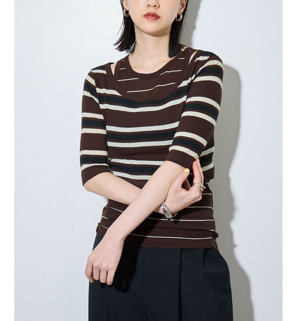 ADAM ET ROPE'「ボーダーレイヤードSET TEE」|Tシャツ・カットソー|