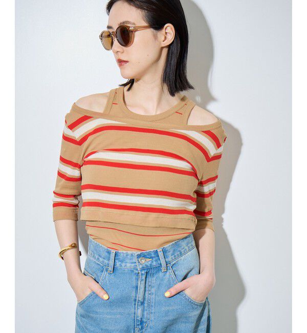 ADAM ET ROPE'「ボーダーレイヤードSET TEE」|Tシャツ・カットソー|