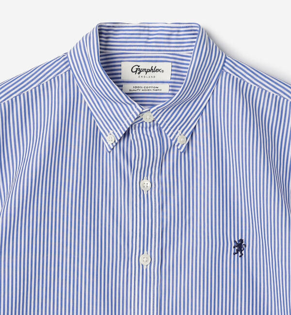 GYMPHLEX「Gymphlex | コットン フレンチスリーブシャツ STRIPE WOMEN」|シャツ・ブラウス|
