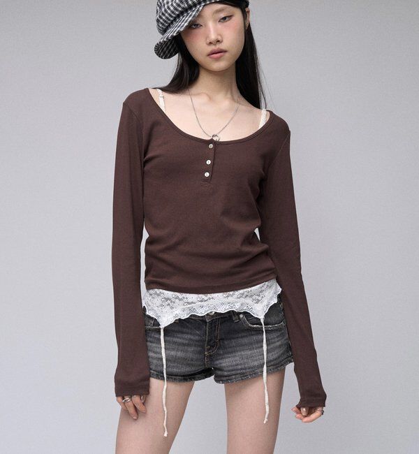  「【SLOPPY】 ヘンリーネックL/Sトップス」|Tシャツ・カットソー|