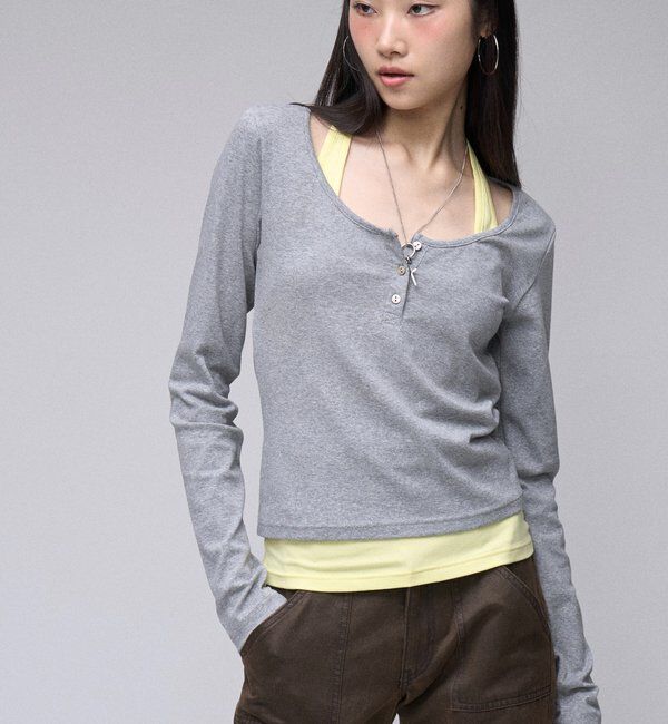  「【SLOPPY】 ヘンリーネックL/Sトップス」|Tシャツ・カットソー|