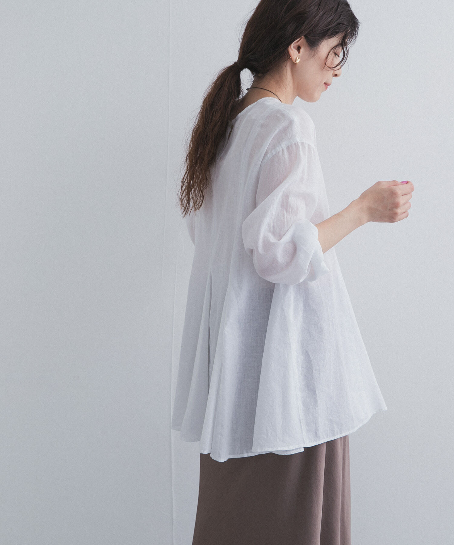 URBAN RESEARCH DOORS「ボイルマチ切替フレアブラウス」|シャツ・ブラウス|