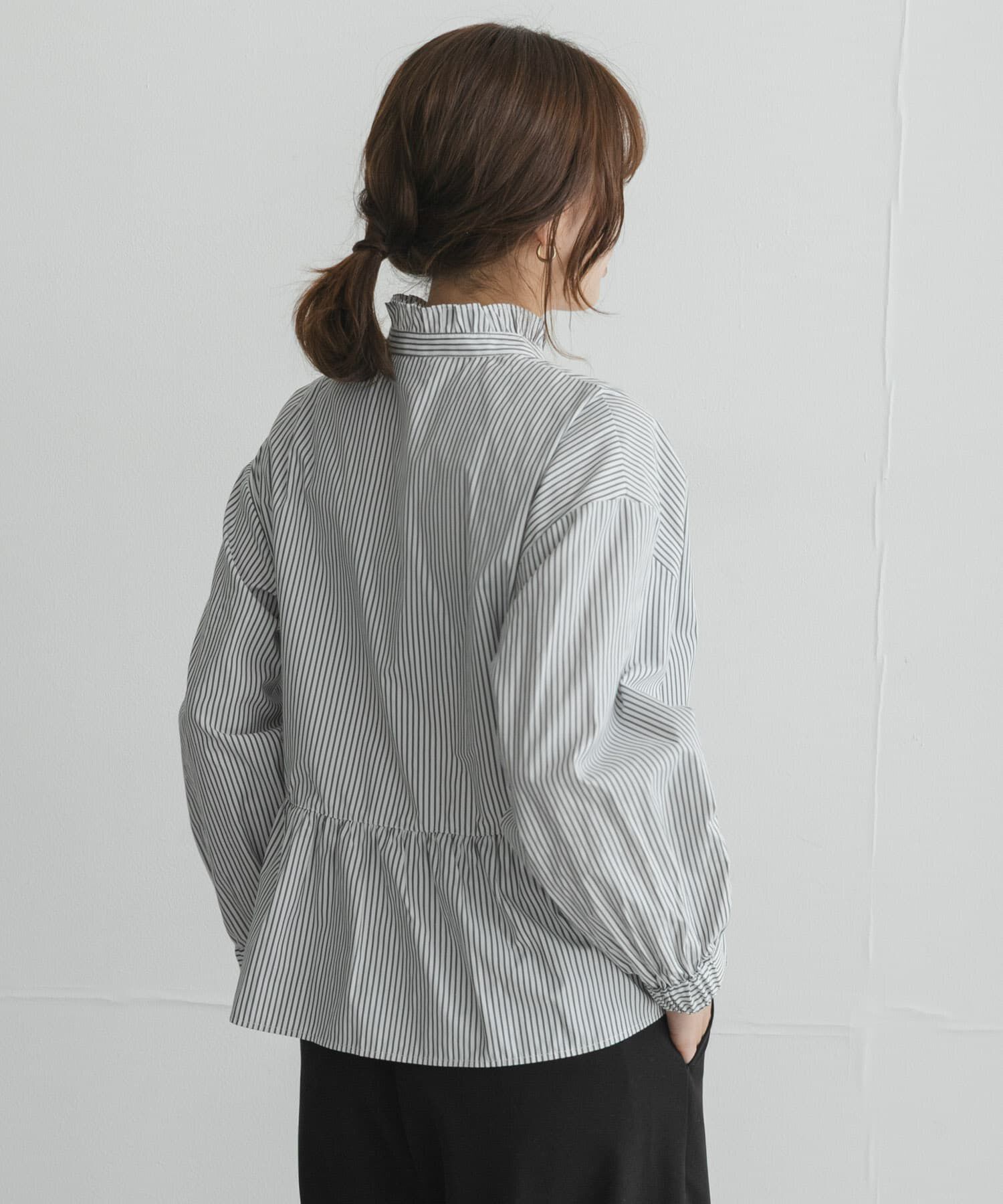 Sonny Label 「『WEB限定』スタンドカラーフリルペプラムブラウス」|シャツ・ブラウス|