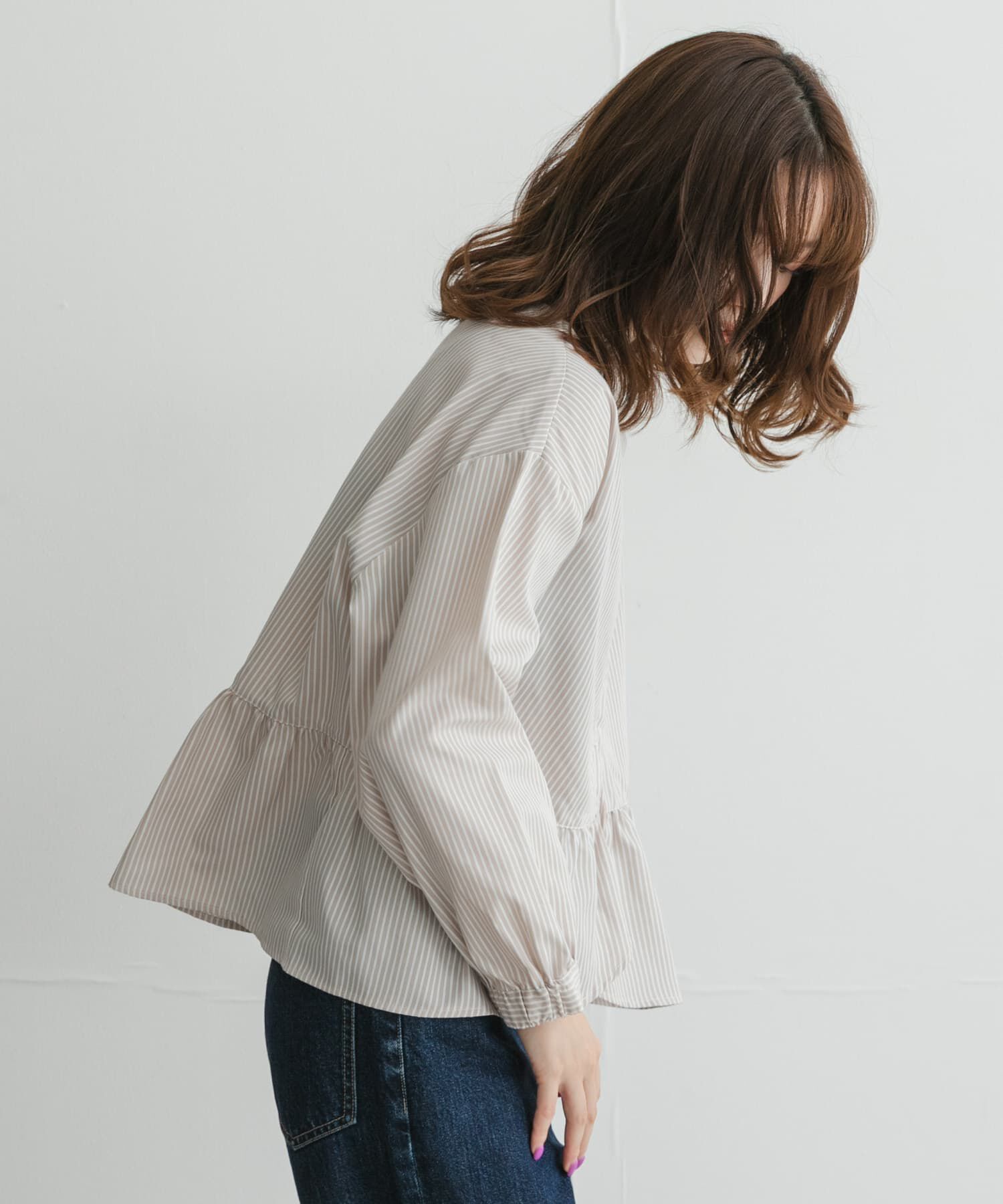 Sonny Label 「『WEB限定』スタンドカラーフリルペプラムブラウス」|シャツ・ブラウス|