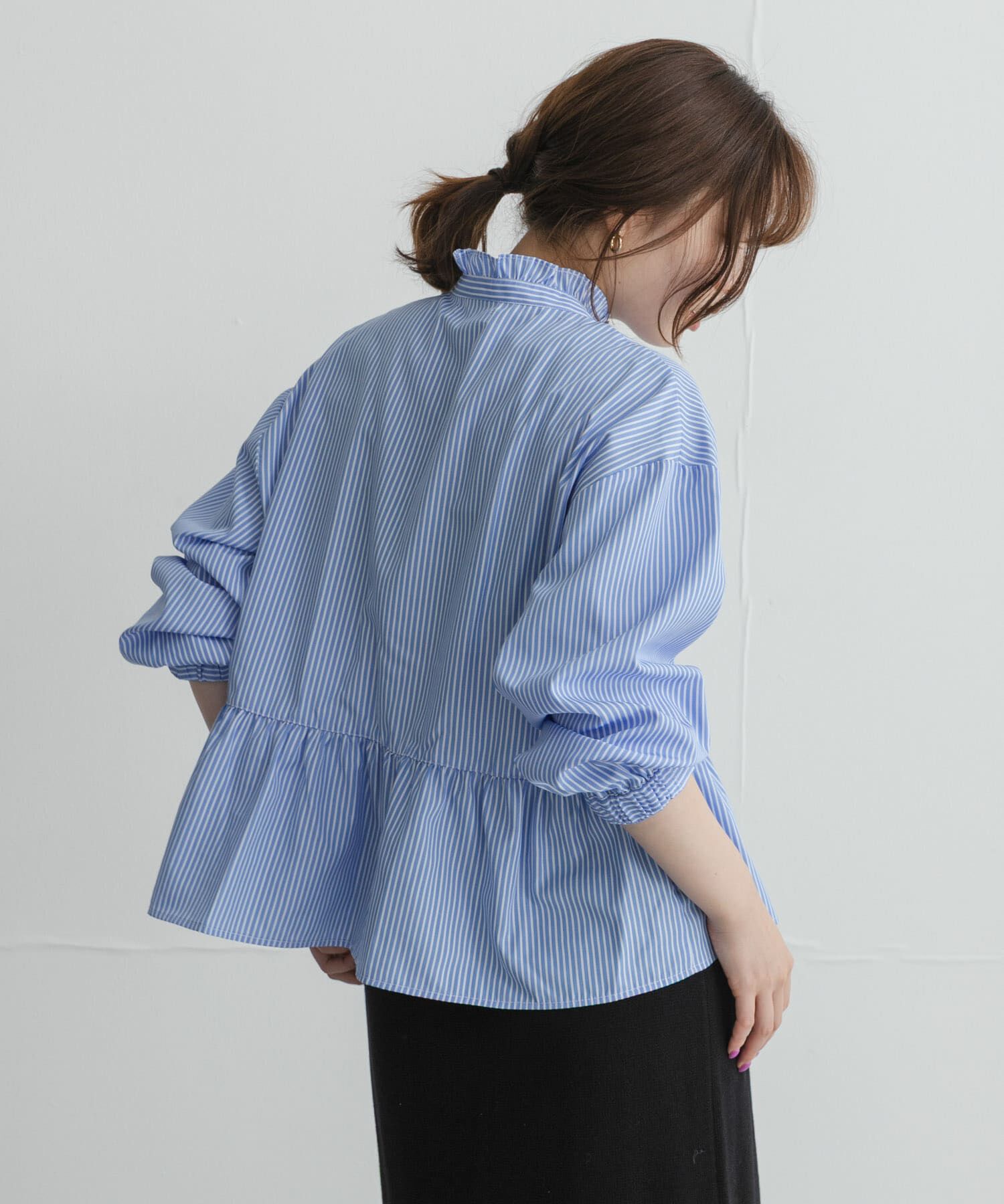 Sonny Label 「『WEB限定』スタンドカラーフリルペプラムブラウス」|シャツ・ブラウス|
