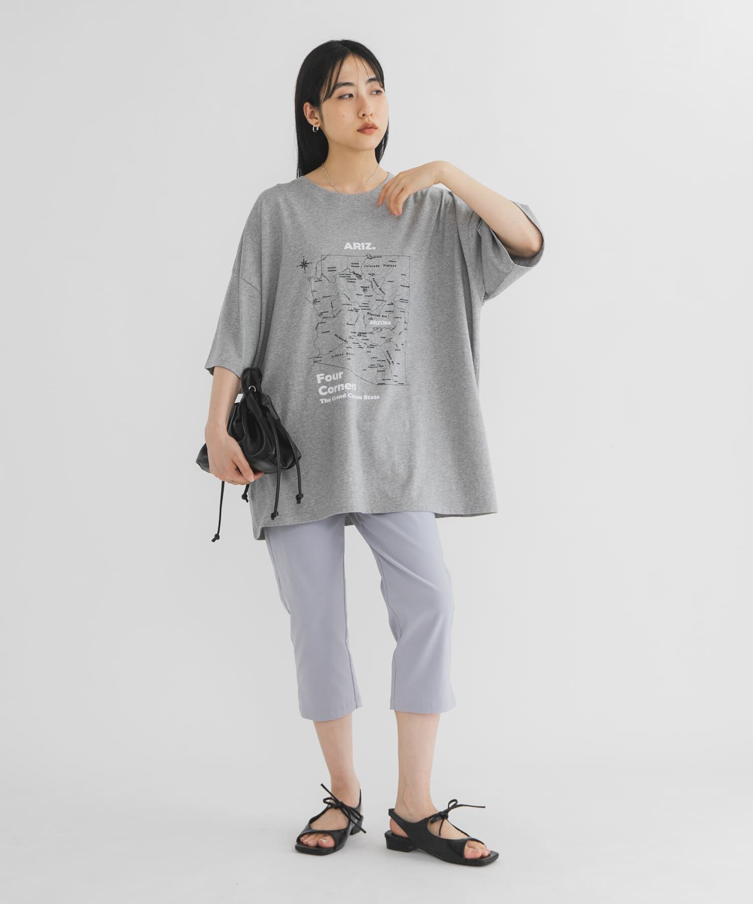  「オーバーサイズプリントTEE」|Tシャツ・カットソー|グレー系その他