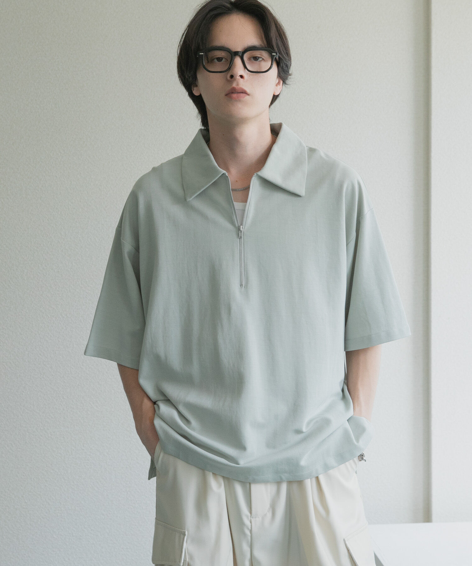 SENSE OF PLACE by URBAN RESEARCH「ライトダンボールポンチハーフジップ Tシャツ」|Tシャツ・カットソー|