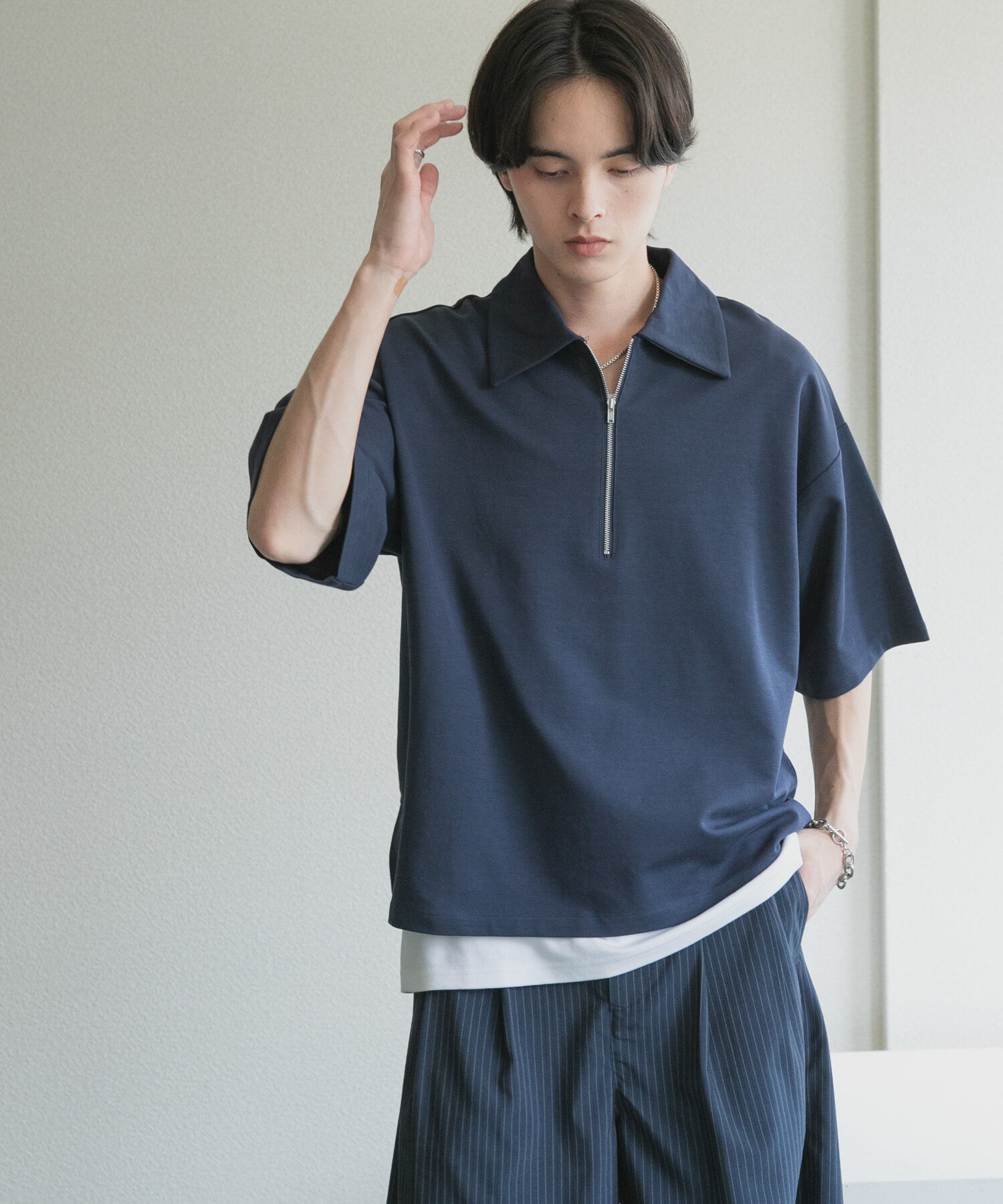 SENSE OF PLACE by URBAN RESEARCH「ライトダンボールポンチハーフジップ Tシャツ」|Tシャツ・カットソー|