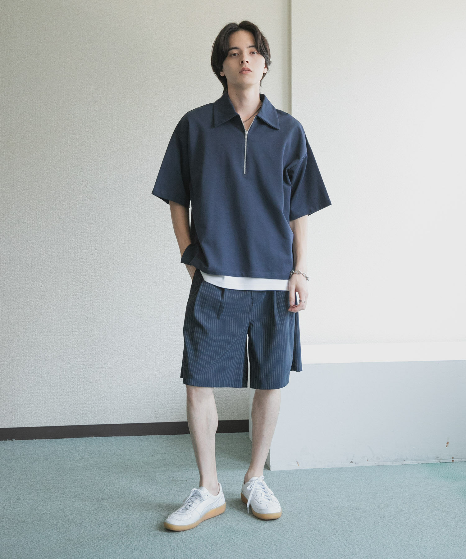 SENSE OF PLACE by URBAN RESEARCH「ライトダンボールポンチハーフジップ Tシャツ」|Tシャツ・カットソー|