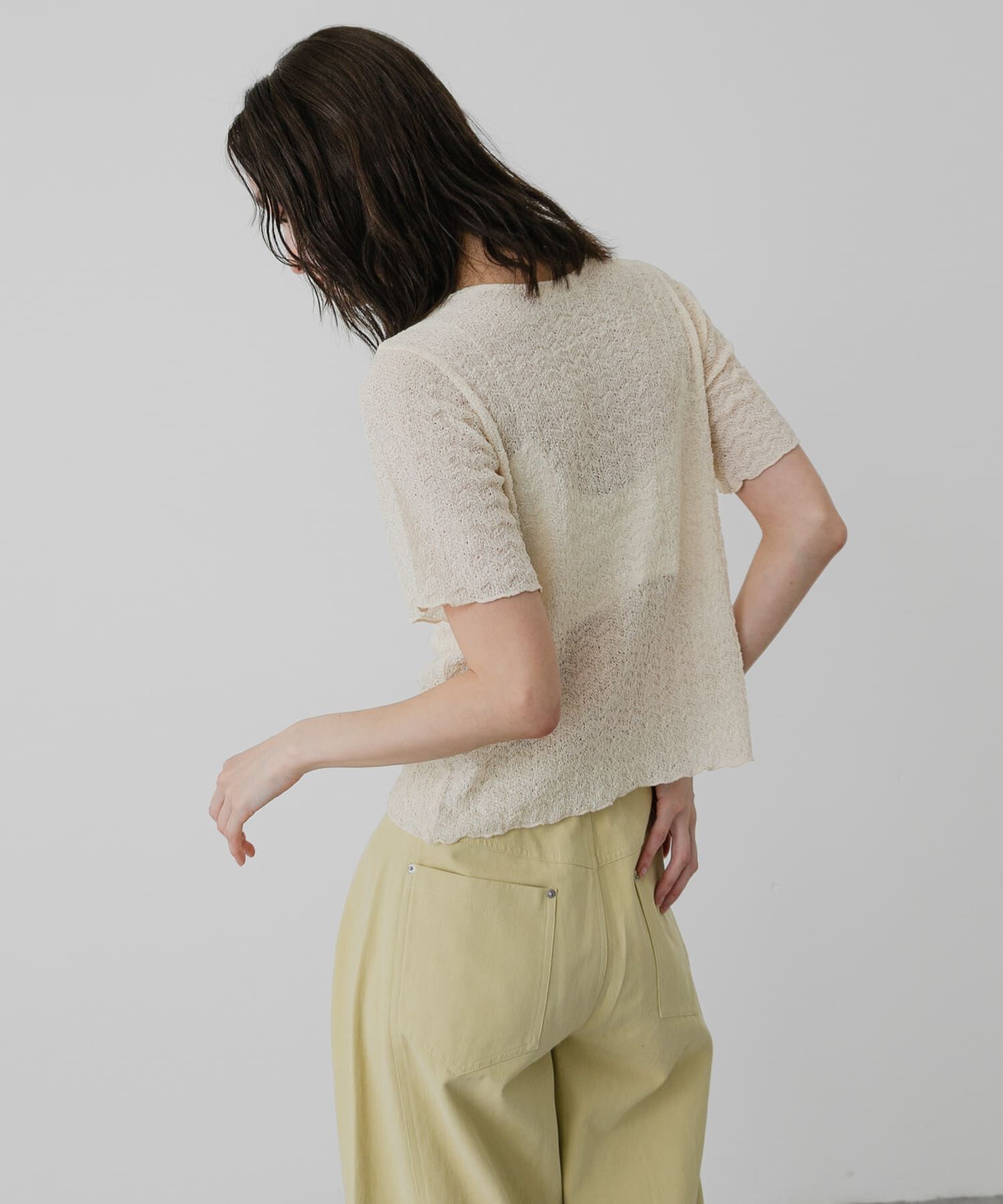 SENSE OF PLACE by URBAN RESEARCH「フロントタックメッシュレーストップ」|カーディガン|