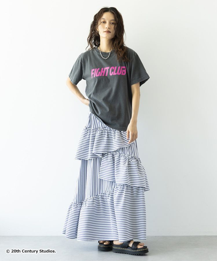 GARAGE OF GOOD CLOTHING「ストライプランダムラッフルスカート」|フレア|