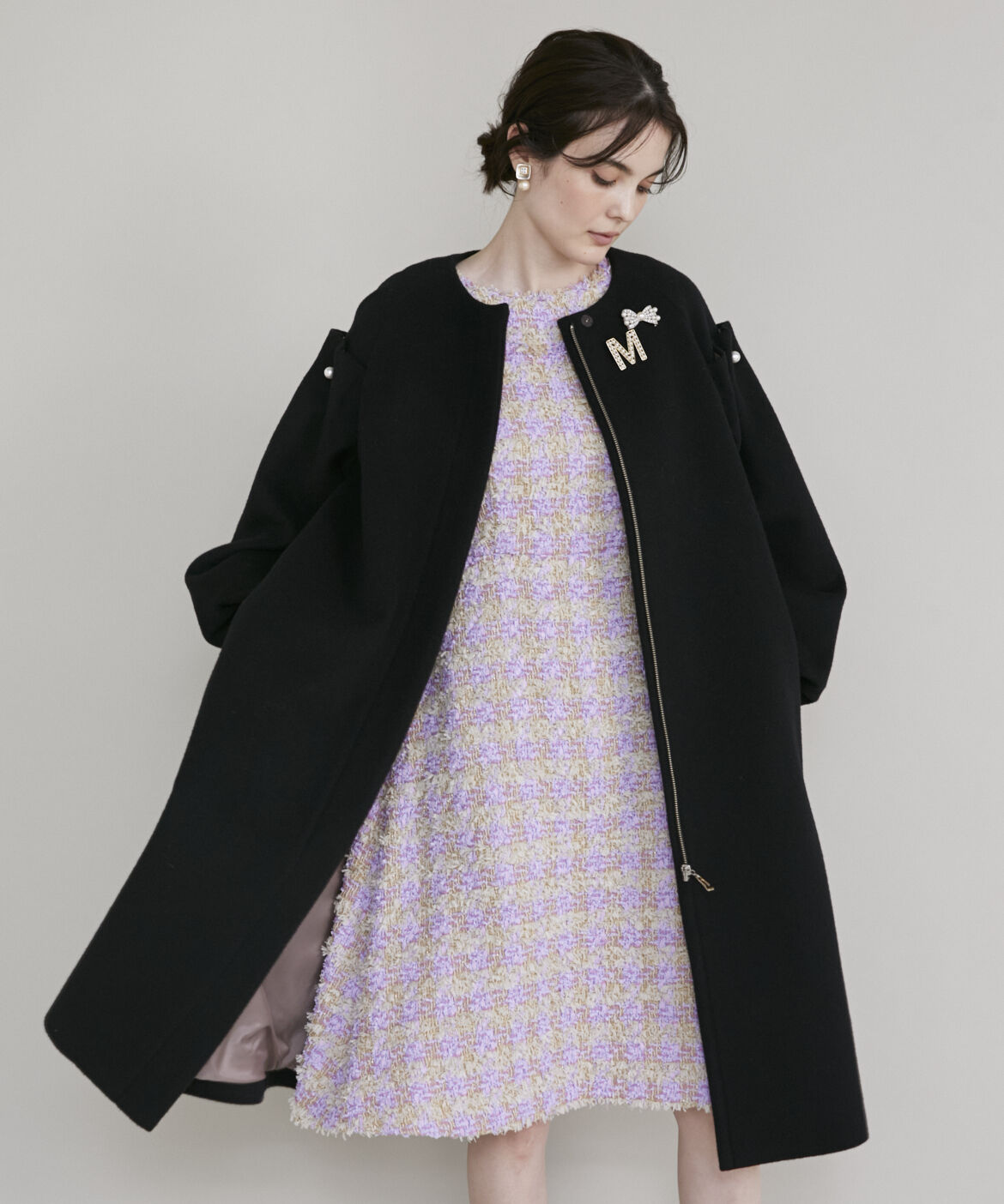 Maglie le cassetto「《ﾌﾟﾗｽｻｲｽﾞ》ﾌｧﾝｼｰﾂｲｰﾄﾞﾄﾞﾚｽ《Linton Tweeds》《M Magl」|ワンピース|