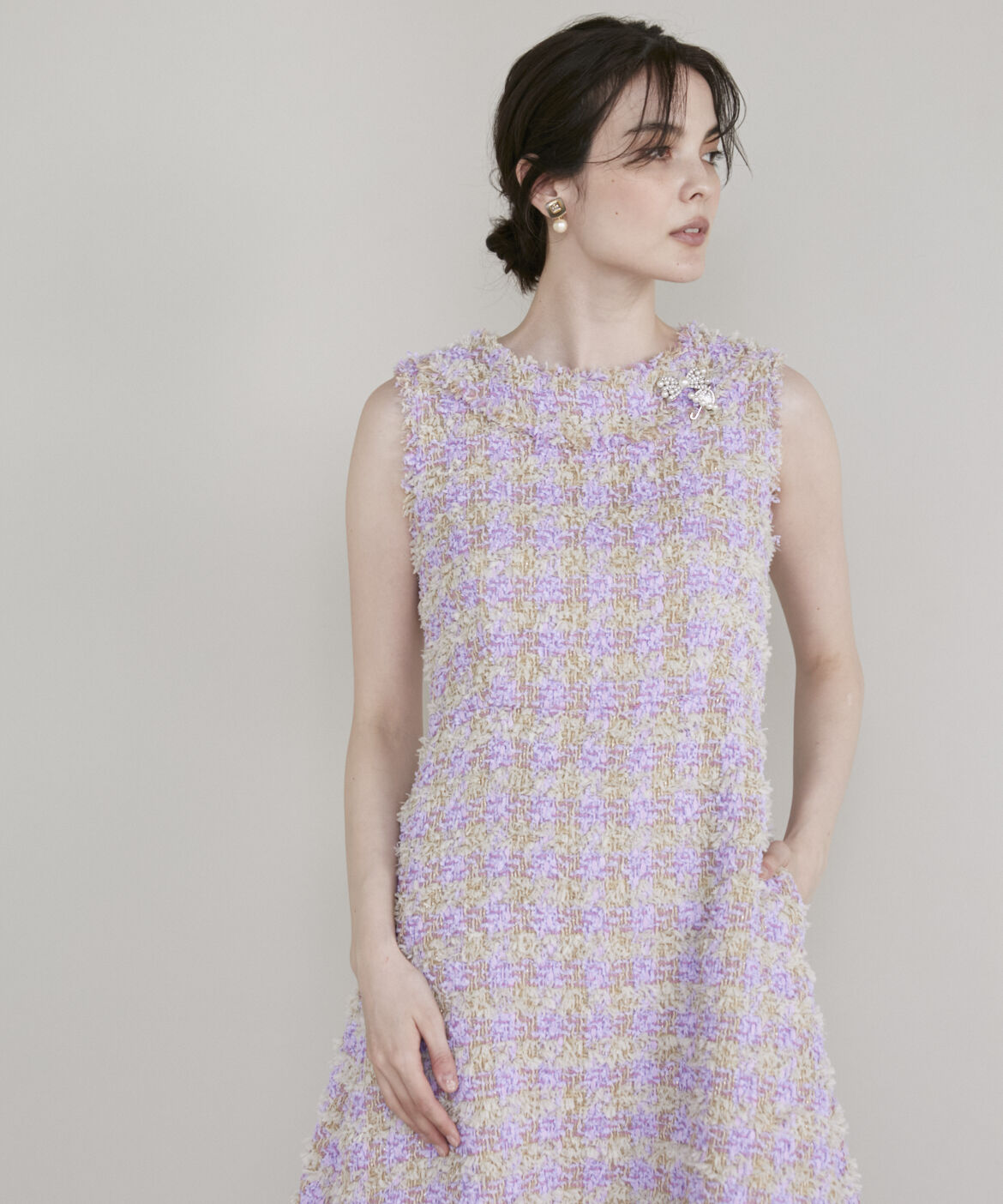 Maglie le cassetto「《ﾌﾟﾗｽｻｲｽﾞ》ﾌｧﾝｼｰﾂｲｰﾄﾞﾄﾞﾚｽ《Linton Tweeds》《M Magl」|ワンピース|
