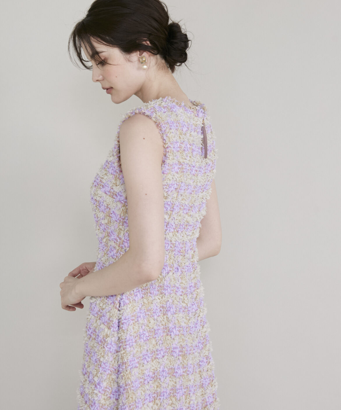 Maglie le cassetto「《ﾌﾟﾗｽｻｲｽﾞ》ﾌｧﾝｼｰﾂｲｰﾄﾞﾄﾞﾚｽ《Linton Tweeds》《M Magl」|ワンピース|