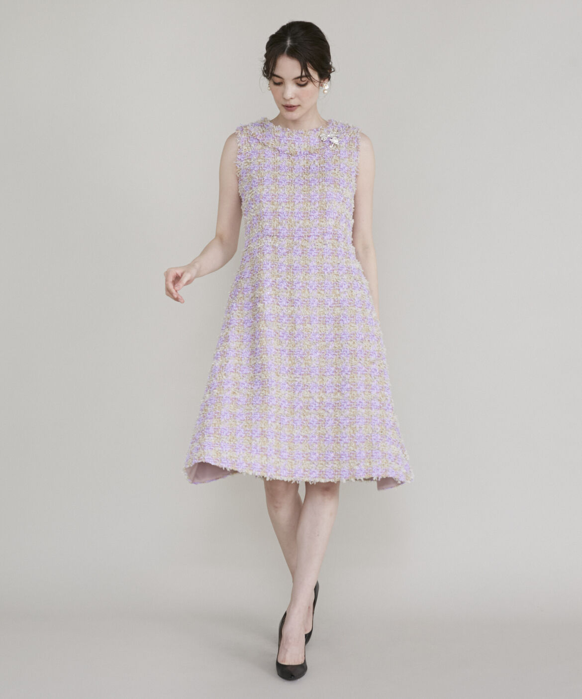 Maglie le cassetto「《ﾌﾟﾗｽｻｲｽﾞ》ﾌｧﾝｼｰﾂｲｰﾄﾞﾄﾞﾚｽ《Linton Tweeds》《M Magl」|ワンピース|