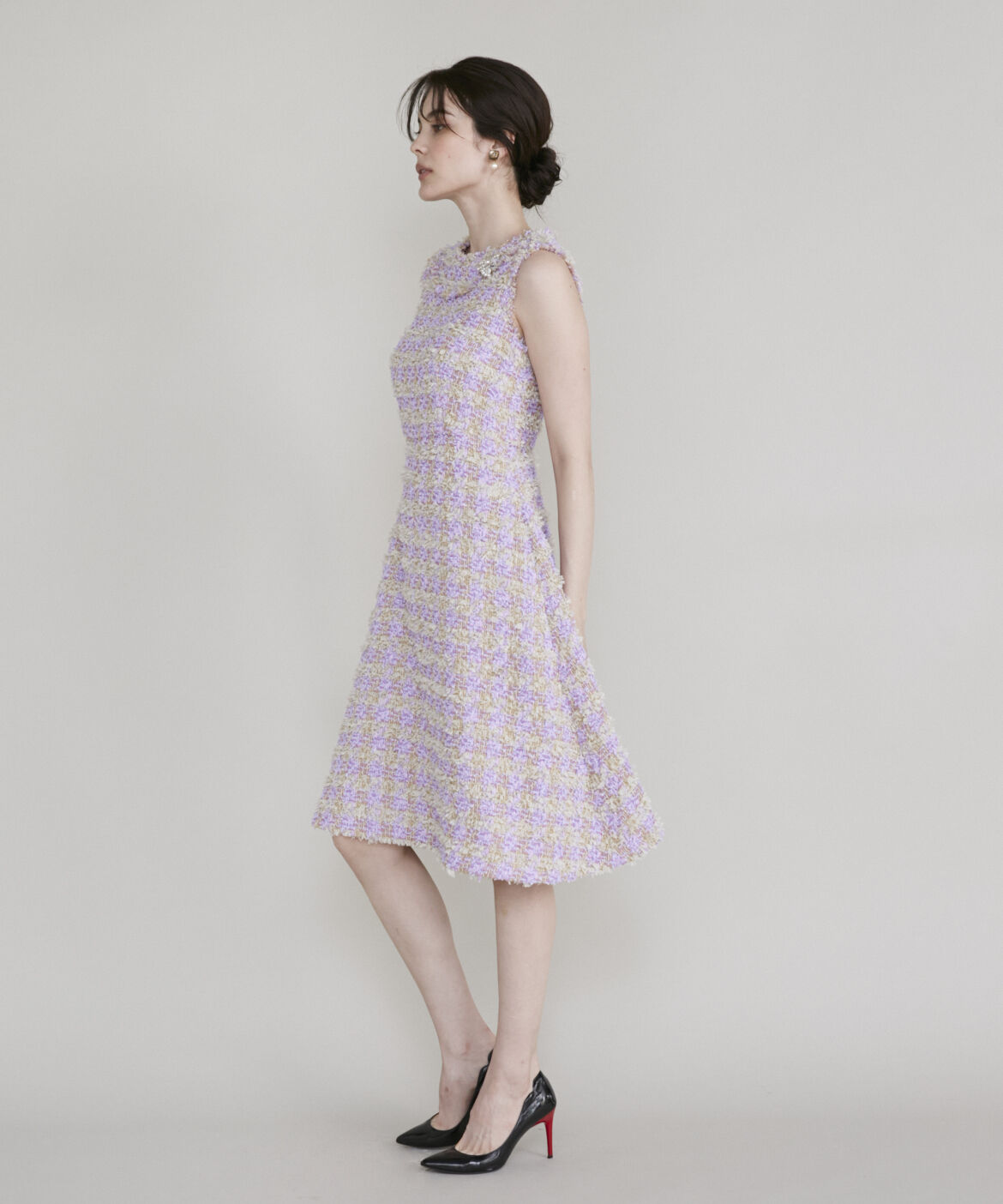 Maglie le cassetto「《ﾌﾟﾗｽｻｲｽﾞ》ﾌｧﾝｼｰﾂｲｰﾄﾞﾄﾞﾚｽ《Linton Tweeds》《M Magl」|ワンピース|
