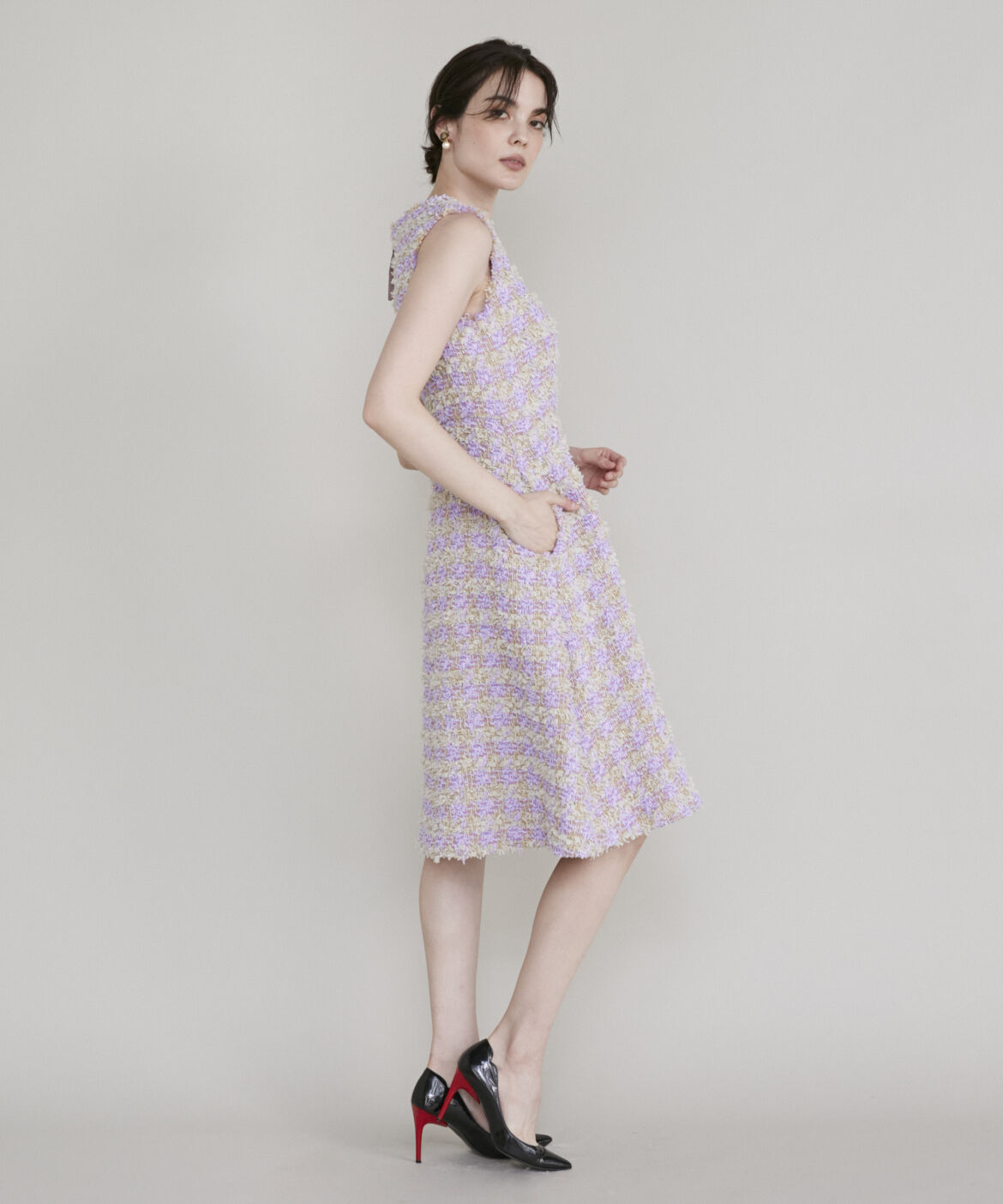 Maglie le cassetto「《ﾌﾟﾗｽｻｲｽﾞ》ﾌｧﾝｼｰﾂｲｰﾄﾞﾄﾞﾚｽ《Linton Tweeds》《M Magl」|ワンピース|