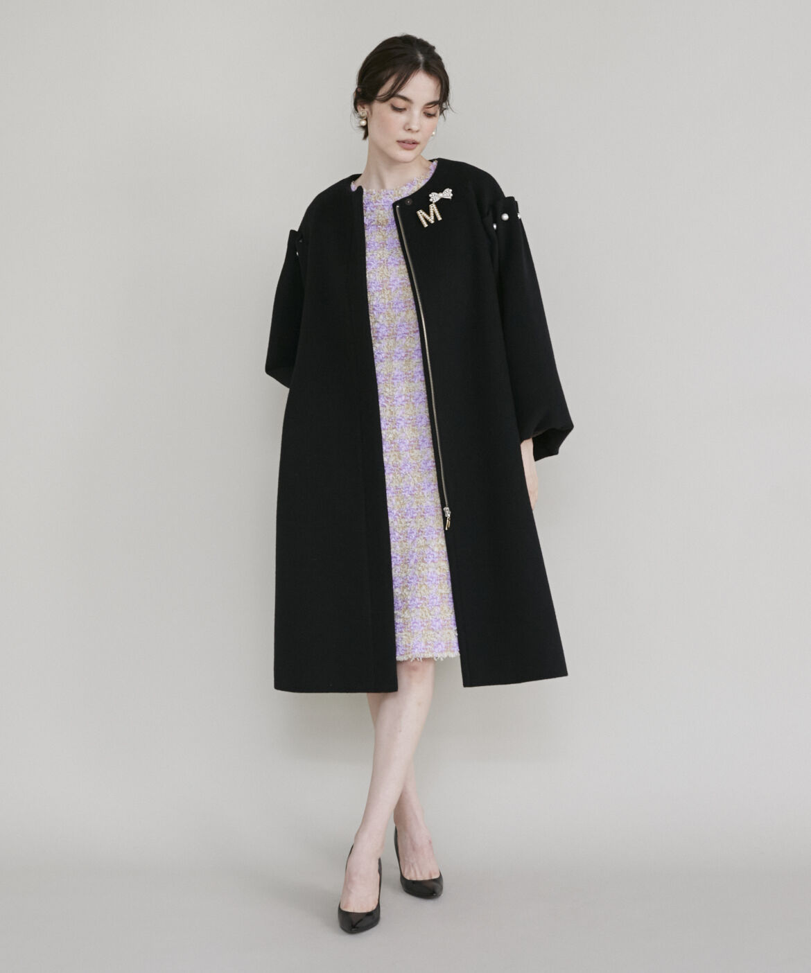 Maglie le cassetto「《ﾌﾟﾗｽｻｲｽﾞ》ﾌｧﾝｼｰﾂｲｰﾄﾞﾄﾞﾚｽ《Linton Tweeds》《M Magl」|ワンピース|