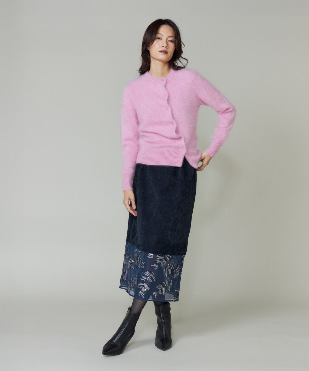 la veille by SUPERIOR CLOSET「《大きいサイズ》カシミヤアシンメトリーカーディガン」|カーディガン|