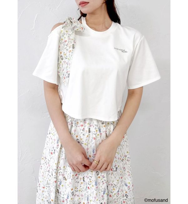 dazzlin「【mofusandコラボ】リボンショルダーロゴTシャツ」|Tシャツ・カットソー|