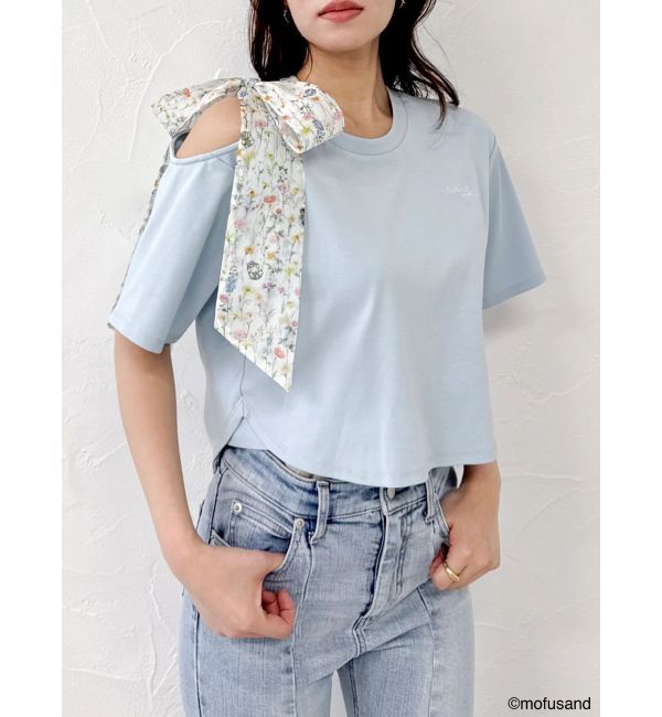 dazzlin「【mofusandコラボ】リボンショルダーロゴTシャツ」|Tシャツ・カットソー|