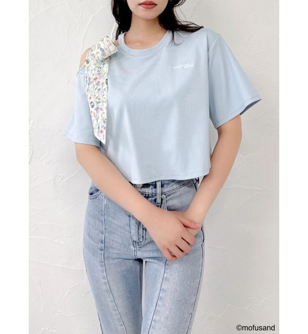 dazzlin「【mofusandコラボ】リボンショルダーロゴTシャツ」|Tシャツ・カットソー|