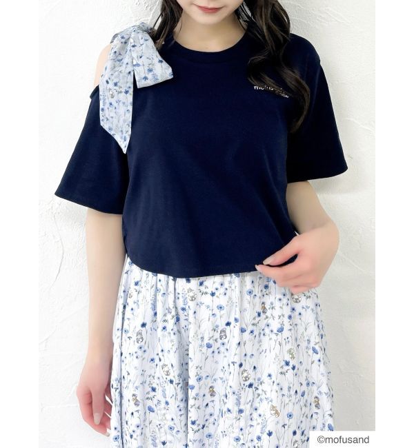 dazzlin「【mofusandコラボ】リボンショルダーロゴTシャツ」|Tシャツ・カットソー|