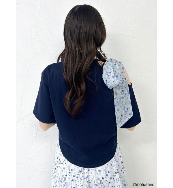 dazzlin「【mofusandコラボ】リボンショルダーロゴTシャツ」|Tシャツ・カットソー|
