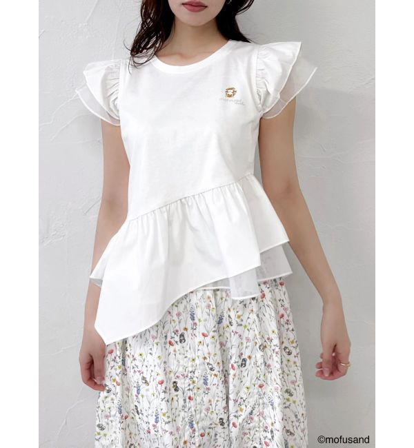dazzlin「【mofusandコラボ】アシメシアーフリルロゴTシャツ」|Tシャツ・カットソー|